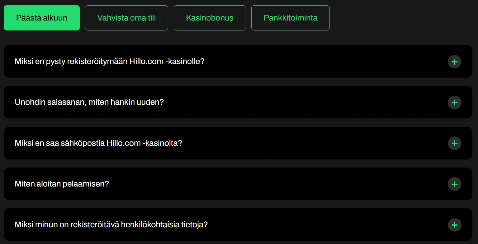 Asiakaspalvelu Hillo Casinolla